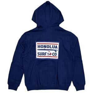 Honolua Surf Co. Men's Hawaii Badge Full Zip Hoodie Sweatshirt in Small Navy
